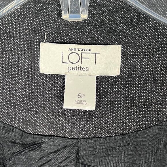 Ann Taylor Loft Petites Charcoal Double Breasted Career Blazer Jacket Sz 6P - Picture 2 of 16